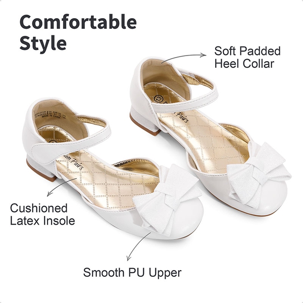Low Heel Bow Ankle Strap Sandals - WHITE - 3